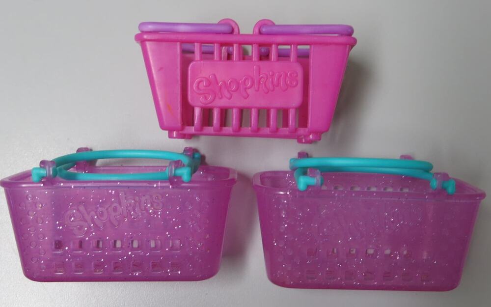 SHOPKINS Shopping Baskets Lot of 3 Season 2/3 Purple Empty Miniatures Collect